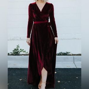 Jada Ribbed Velvet Wrap Dress(Mulberry)